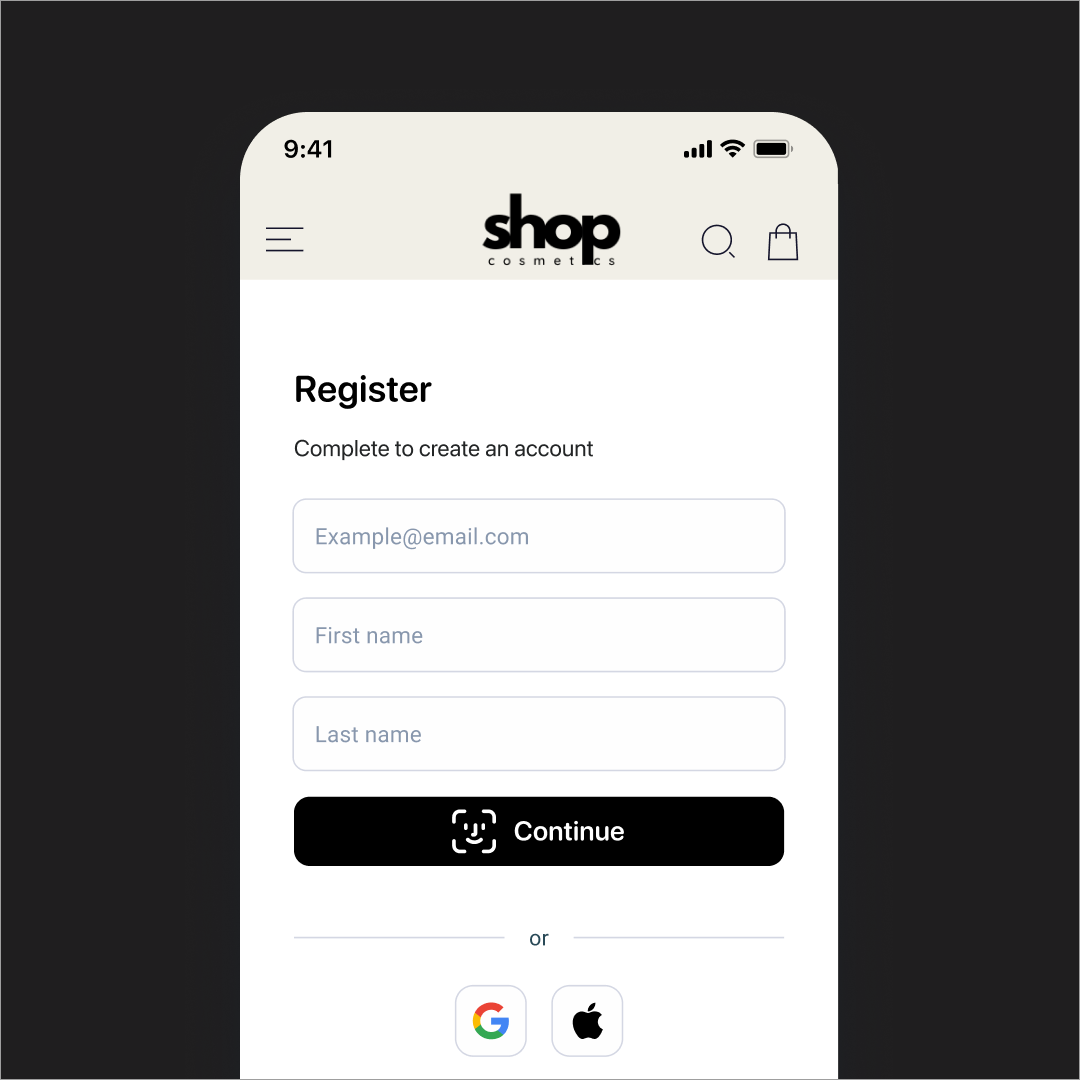 Registration interface